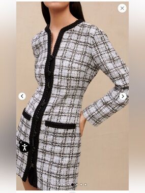 Maje Light Blue & White Tweed Effect Dress